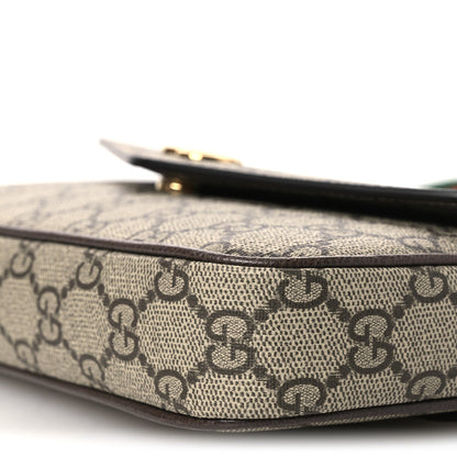 GG Supreme Monogram Textured Dollar Calfskin Web Mini Ophidia Envelope Shoulder Bag Beige Ebony New Acero