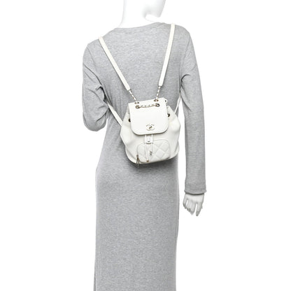 Caviar Quilted Mini Business Affinity Backpack White