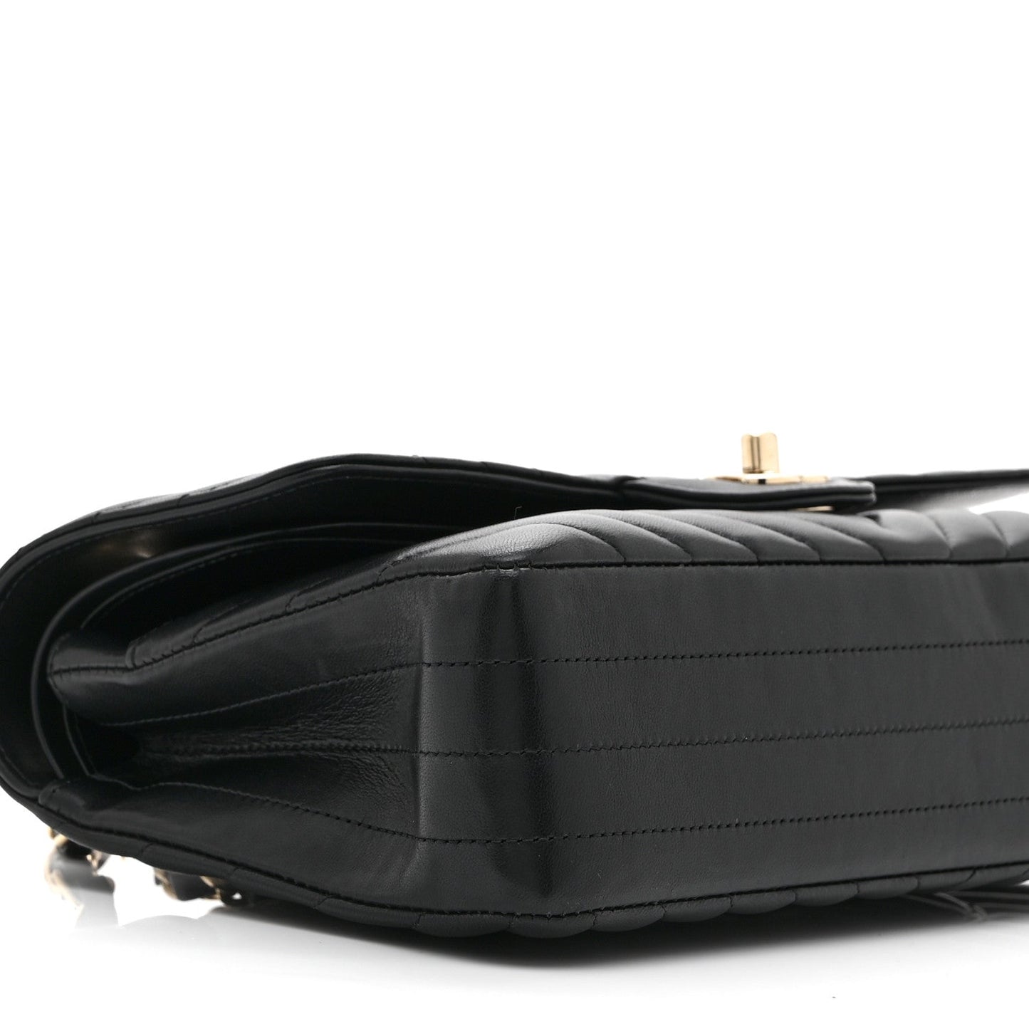 Lambskin Chevron Quilted Medium Double Flap Black