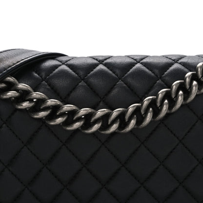 Lambskin Quilted Medium Boy Flap Black