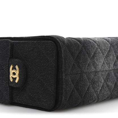 Washed Denim Quilted Mini Chanel 25 Handbag Black