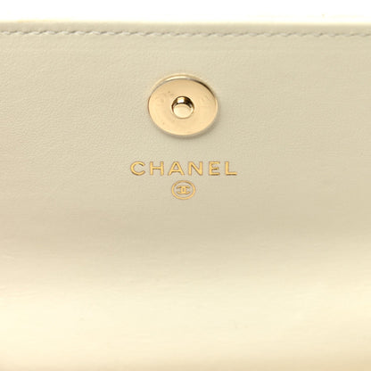 Calfskin Quilted Mini Maxi Pearls Wallet On Chain WOC White
