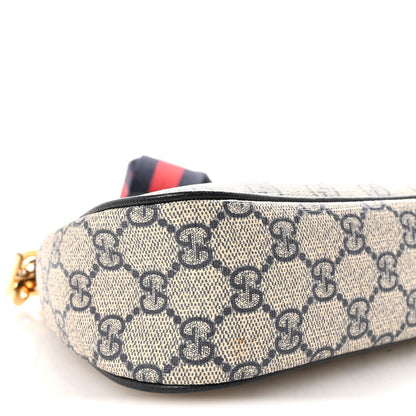 GG Supreme Monogram Textured Dollar Calfskin Web Small Ophidia GG Handbag Beige Blue