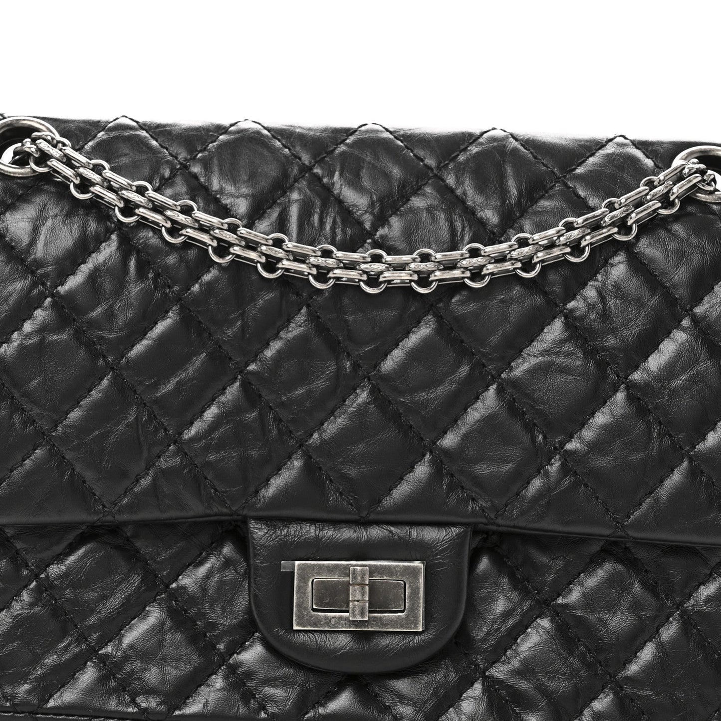 Aged Calfskin Quilted 2.55 Reissue 225 Flap Black
