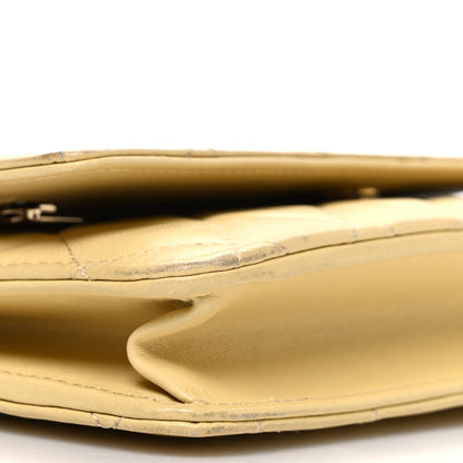 Lambskin Quilted Enamel Wallet On Chain WOC Yellow