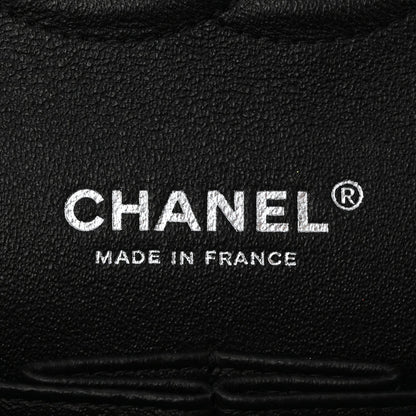 Lambskin Chevron Quilted Medium Double Flap Black
