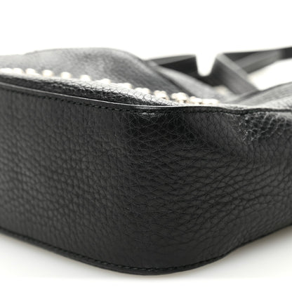 Pebbled Calfskin Studded Small Soho Disco Bag Black