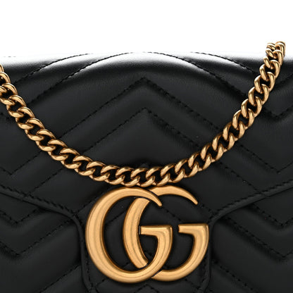 Calfskin Matelasse GG Marmont Chain Wallet Black