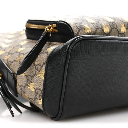 GG Supreme Monogram Bees Print Small Day Backpack Beige Oro Black