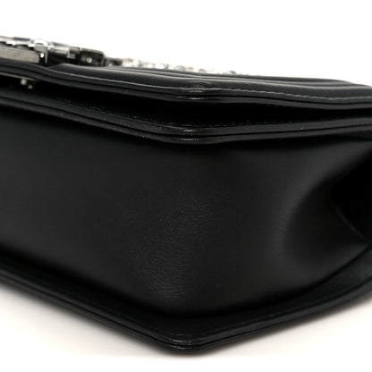 Calfskin Strass Crystal Small Boy Flap Black