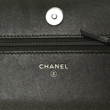 Lambskin Quilted Chanel 19 Wallet On Chain WOC Dark Green