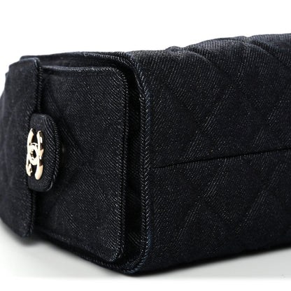 Denim Quilted Mini Chanel 25 Handbag Dark Blue