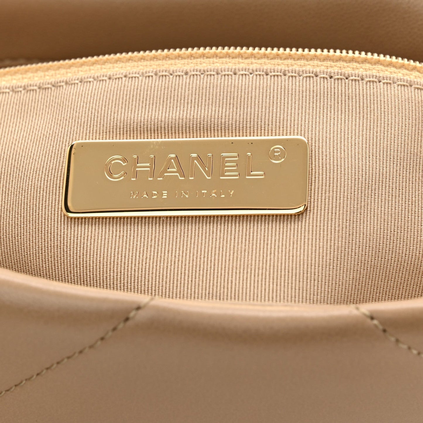 Lambskin Quilted Medium Chanel 19 Flap Dark Beige