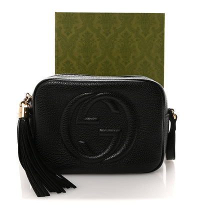 Pebbled Calfskin Small Soho Disco Bag Black