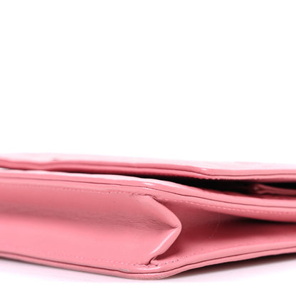 Lambskin Camellia Embossed Wallet on Chain WOC Pink
