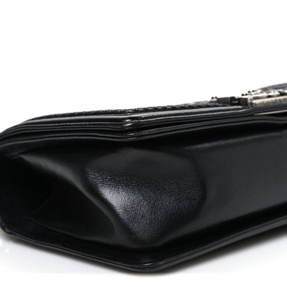 Lambskin Stitched Medium Boy Flap Black