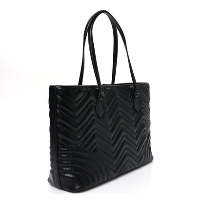 Calfskin Matelasse Monochrome Large GG Marmont Tote Bag Black
