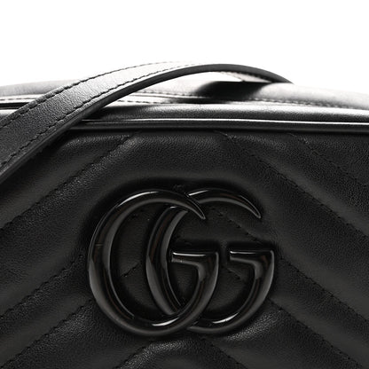 Calfskin Matelasse Monochrome Small GG Marmont Chain Shoulder Bag Black