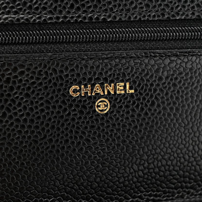 Caviar Quilted Wallet on Chain WOC Black