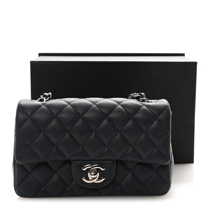Caviar Quilted Mini Rectangular Flap Navy