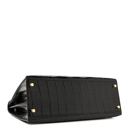 Shiny Alligator Kelly Sellier 32 Black