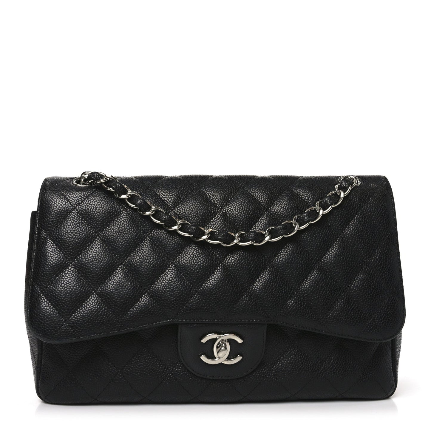 Caviar Quilted Jumbo Double Flap Black