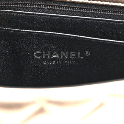 Metallic Lambskin Quilted Mini Square Flap Gold Black