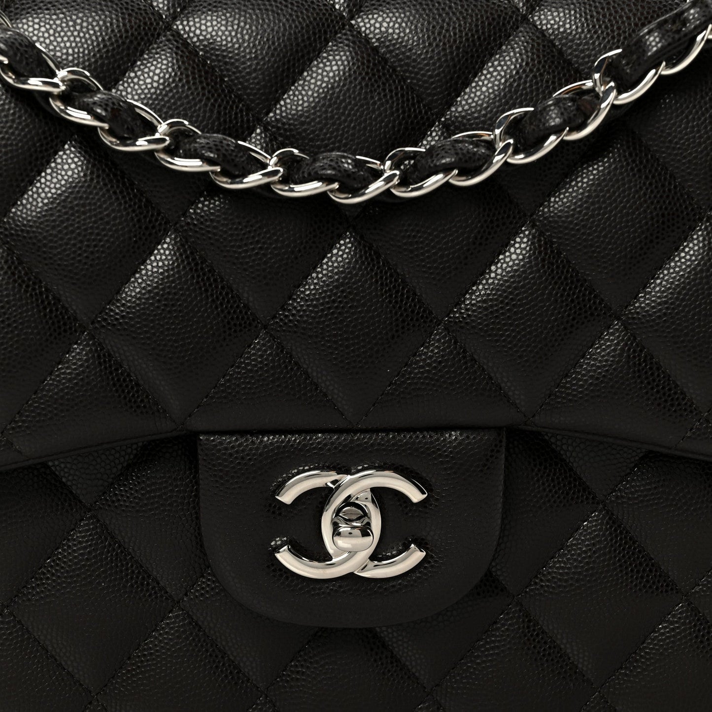 Caviar Quilted Jumbo Double Flap Dark Brown