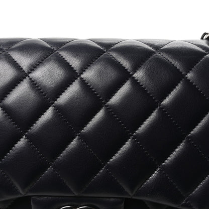 Lambskin Quilted Jumbo Double Flap Navy