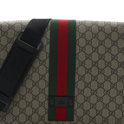 GG Supreme Monogram Web Flap Messenger Bag Black