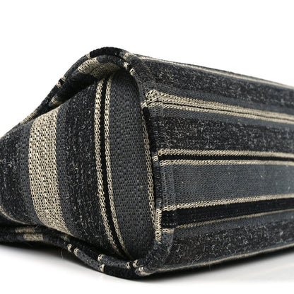Striped Canvas Small Deauville Tote Dark Grey