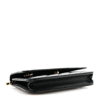Caviar Quilted Wallet on Chain WOC Black