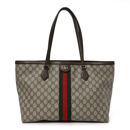 GG Supreme Monogram Medium Ophidia Shopping Tote Brown