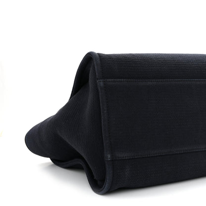 Mixed Fibers Calfskin Medium Deauville Tote Navy Blue