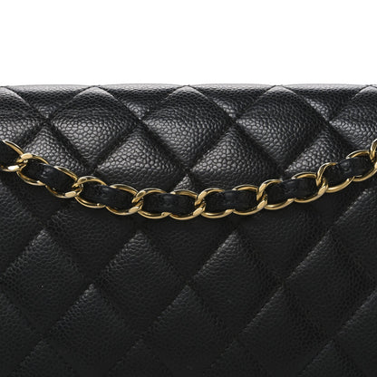 Caviar Quilted Jumbo Double Flap Black