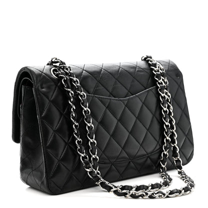 Lambskin Quilted Medium Double Flap Black