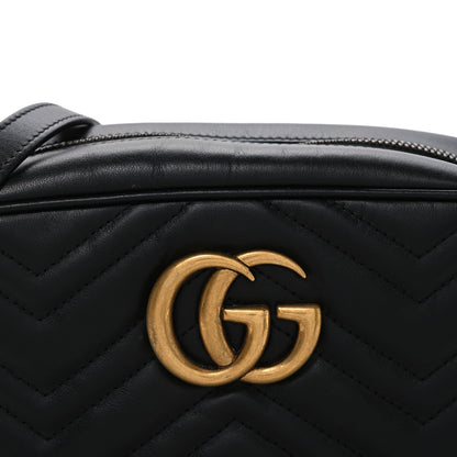 Calfskin Matelasse Small GG Marmont Chain Shoulder Bag Black