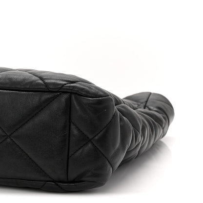 Lambskin Quilted Chanel 19 Shopping Bag Black