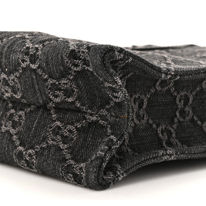 Denim GG Monogram Dollar Calfskin Mini Ophidia Tote Black Grey