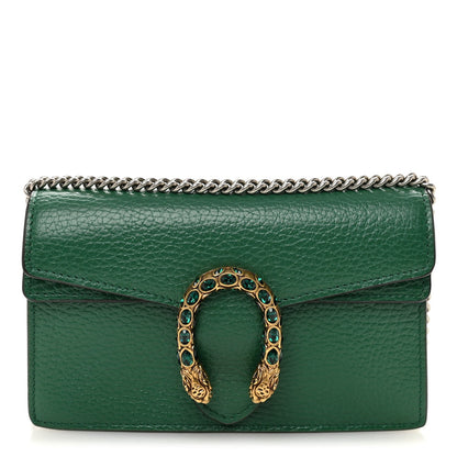 Dollar Calfskin Crystal Super Mini Dionysus Shoulder Bag Emerald