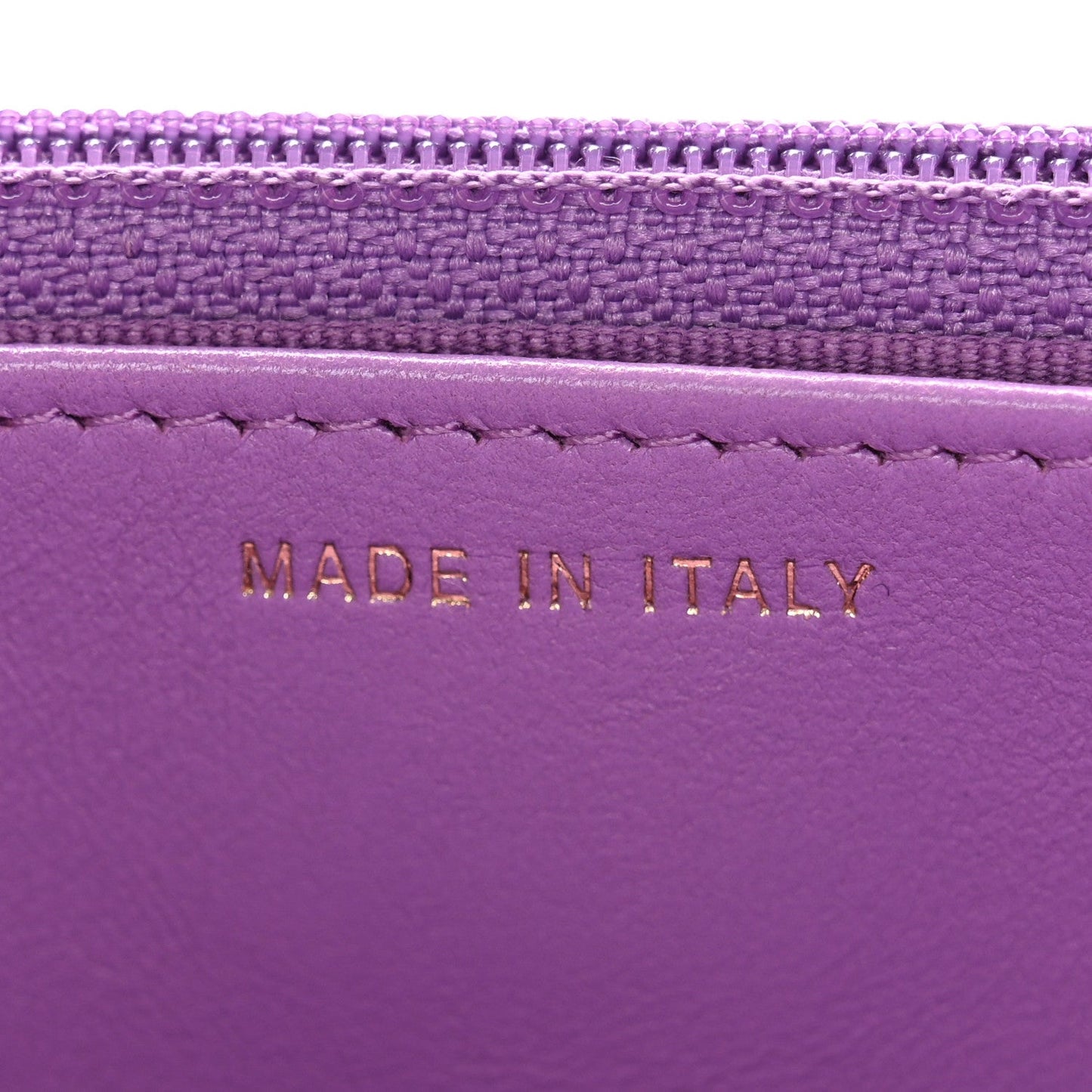 Lambskin Quilted Pick Me Up Wallet On Chain WOC Purple