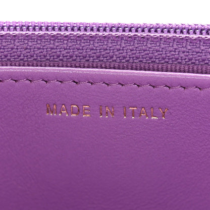 Lambskin Quilted Pick Me Up Wallet On Chain WOC Purple