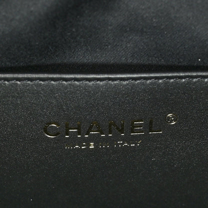 Washed Denim Quilted Medium Chanel 25 Handbag Black