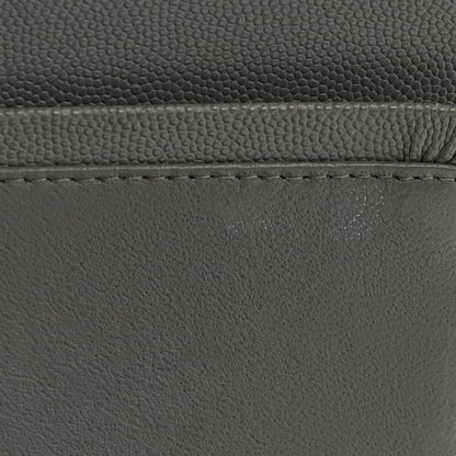 Caviar Quilted Jumbo Double Flap Grey