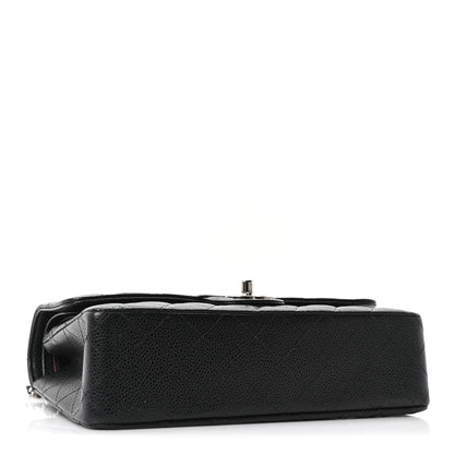 Caviar Quilted Medium Double Flap Black