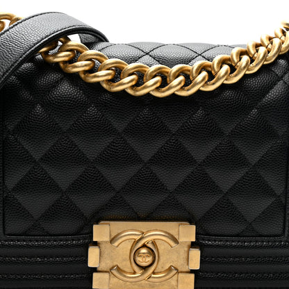 Caviar Quilted Small Boy Flap Black