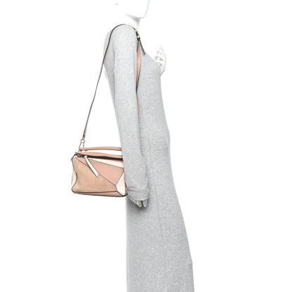 Calfskin Suede Small Puzzle Bag Blush