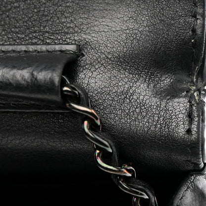 Crumpled Calfskin Quilted Wallet On Chain WOC So Black