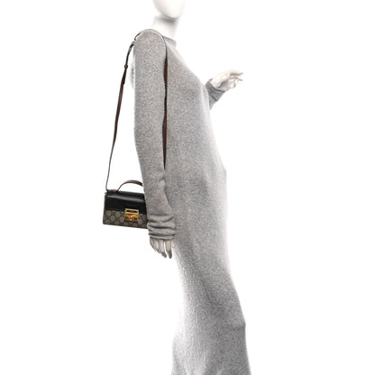 GG Supreme Monogram Calfskin Mini Padlock Top Handle Shoulder Bag Beige Black Cuir