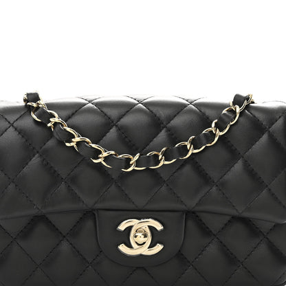 Lambskin Quilted Mini Rectangular Flap Black